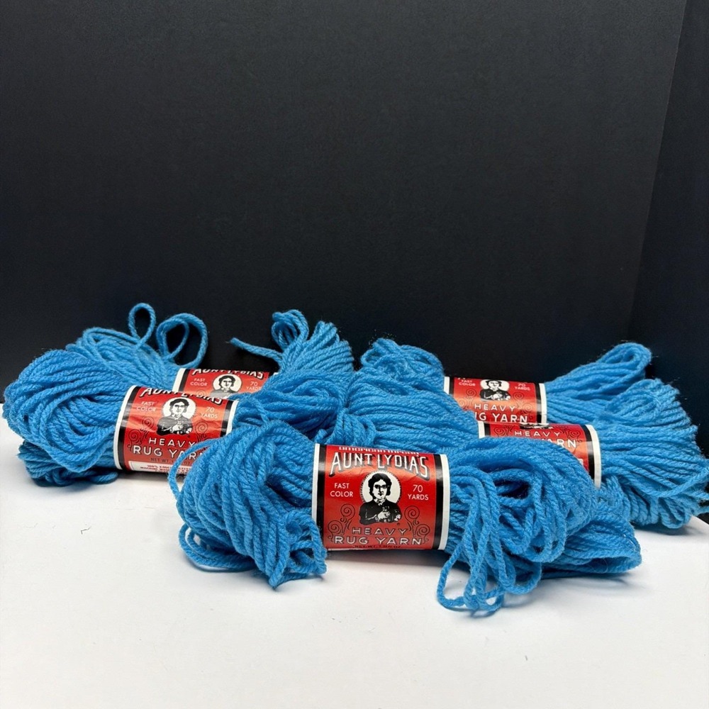 LOT of 5 AUNT LYDIA'S Heavy RUG YARN #235A Vintage 70 Yards Peacock 740